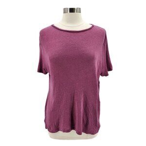 Scotch & Soda Maison Scotch Womens Medium Top Linen Short Sleeve Purple T-Shirt